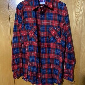 Men’s Red and Blue button up shirt